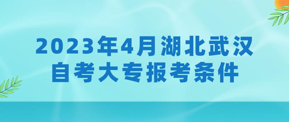 2023年4月湖北武汉自考大专报考条件