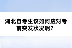 湖北自考生该如何应对考前突发状况呢?