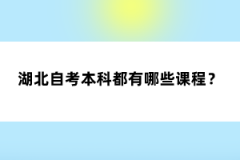 湖北自考本科都有哪些课程?