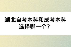 湖北自考本科和成考本科选择哪一个？